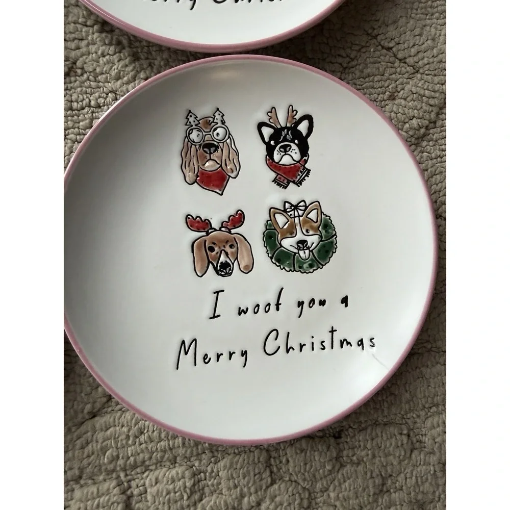 4 I WOOF YOU A MERRY CHRISTMAS Appetizer Plates 6